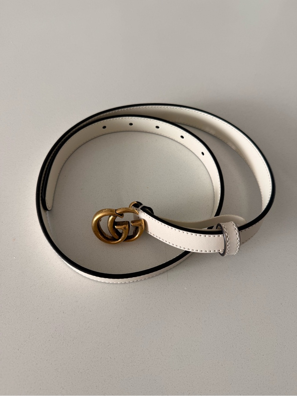 Gucci GG Marmont Belt in Cream